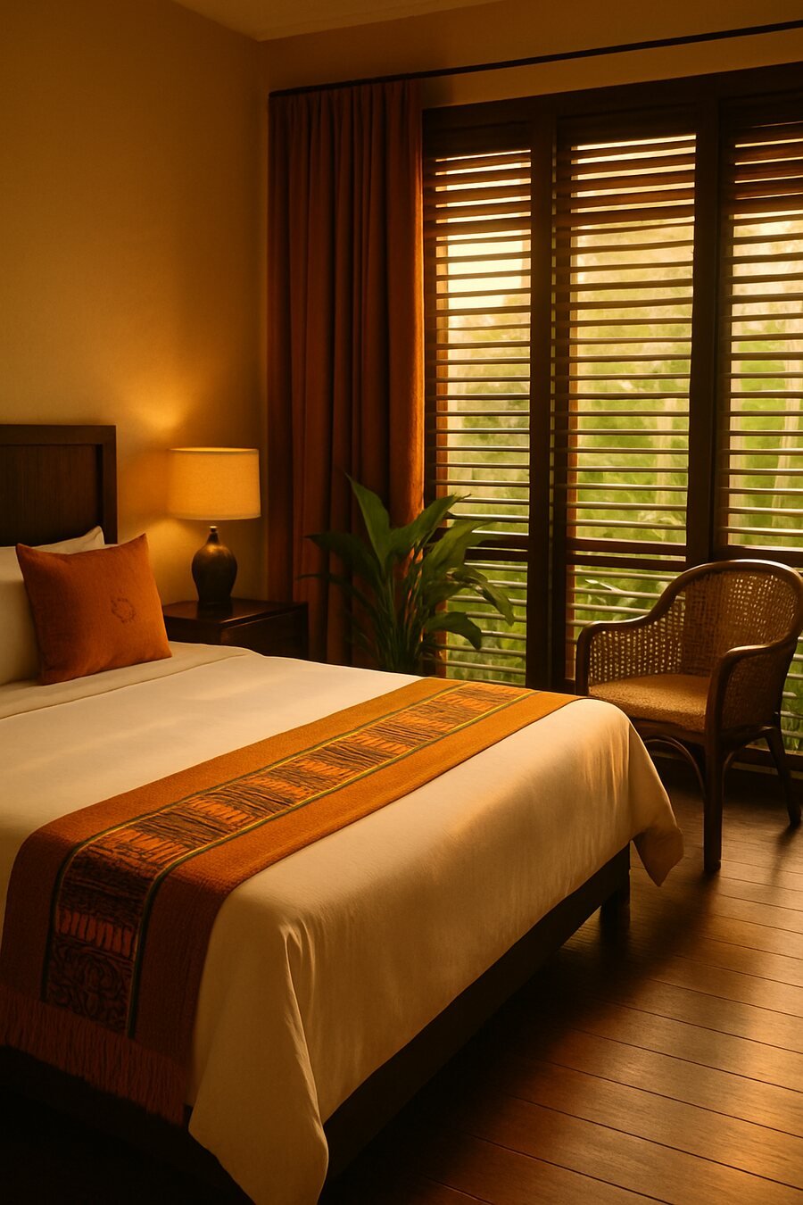 A comfortable furnished guest room